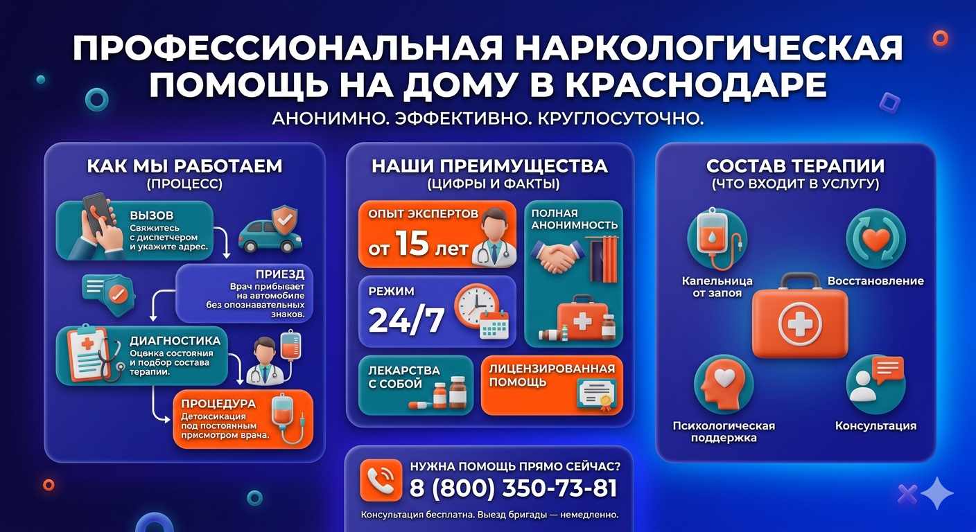 Инфографика о принципах лечения алкоголизма на дому в Боровске: этапы вызова нарколога, преимущества анонимной детоксикации и состав медицинской помощи.